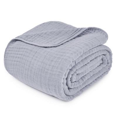 Twin Slate Grey Muslin Cotton Blanket for Adults