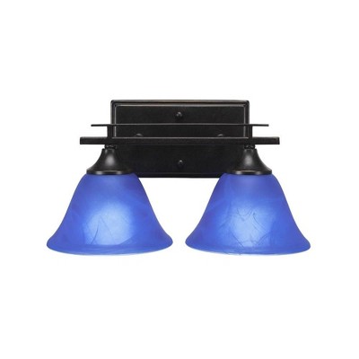 Toltec Lighting Uptowne 2 - Light Vanity in  Dark Granite with 7" Blue Italian Shade