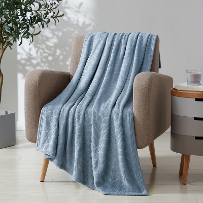 Kate Aurora Pastel Chic Embossed Leaves Ultra Plush Accent Throw ...
