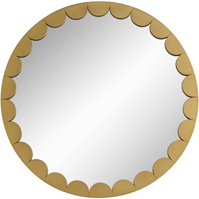 Possini Euro Design Garbo Matte Gold 32" Round Scalloped Edge Mirror