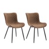 Upholstered Dining Chairs Set of 2, Mid Century Modern Armless Kitchen Chair with Faux Leather & Back & Metal Legs - 3 of 4