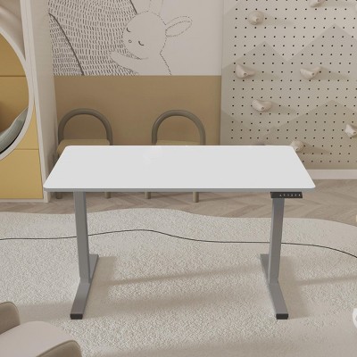 NicBex 48 Inch Electric Standing Desk,Adjustable Height Home Office Desk with Gray Metal Frame for Study Room,Bedroom and Office,White