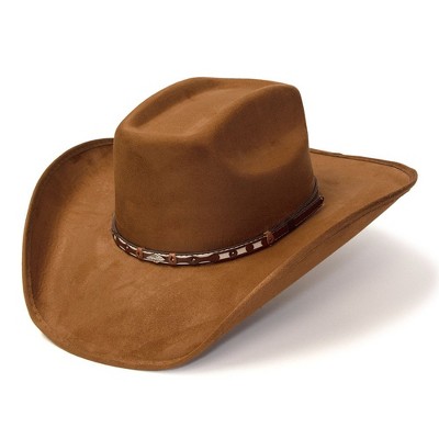 Western Express Burnt Sienna Suede Finish Western Wide Cattleman Hat with Leather Hat Band