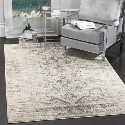 Reversible Gray Rectangular Synthetic 3' x 5' Stain-Resistant Rug