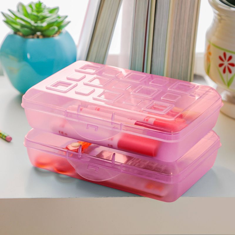 Sterilite Pencil Box Translucent Pink Glitter, 3 of 7
