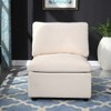Vynxaria Modern Upholstered Middle Module for Modular Sectional - Chenille Fabric, Beige, Armless Accent Chair, 350LBS/Seat Capacity - 4 of 4