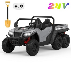 Garvee 24V 4WD 6-Wheel Ride On Dump Truck for Kids, 2-Seater Electric Truck with Remote Control, Motorized Dump Bed, Shovel, LED Lights & Music - 1 of 4