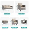 Sonkuki 8-Piece Patio Conversation Set, Outdoor Furniture Set with 4 Rattan Swivel Rocking Chairs, Side Table, Ottoman and Navy Blue Cushion - 2 of 4