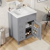 Gulches 24 Inch 1 Sink Freestanding Gray Bath Vanity with White Ceramic Top 3 Drawers Cabinet Adjustable Shelves - 4 of 4