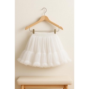 Malco Modes Women’s Tutu Mini Skirt – Fluffy Layered Ballet Underskirt for Carnival, Festival, Rave, Dance, and Costume Wear – Ivory - 1 of 4