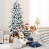 Costway 7Ft Premium Hinged Snow Flocked Slim Artificial Christmas Fir Tree w/ Pine Cones - 4 of 4