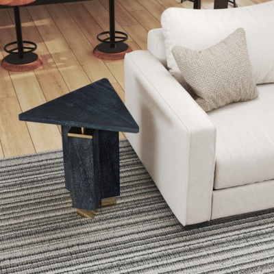 Syemin End Tables Modern Geometric End Table, Small Design Accent Table, Unique Side Table, Bedside Table Sofa Couch Table, Black, 20"*20"*20.5"