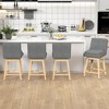 JUJABU 26 Inch Linen Fabric Upholstered Swivel Barstools Set of 2 with Solid Wood Legs, Dark Gray - 2 of 4