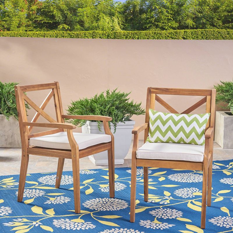 Perla 2pk Acacia Wood Patio Dining Chair - Christopher Knight Home, 3 of 8