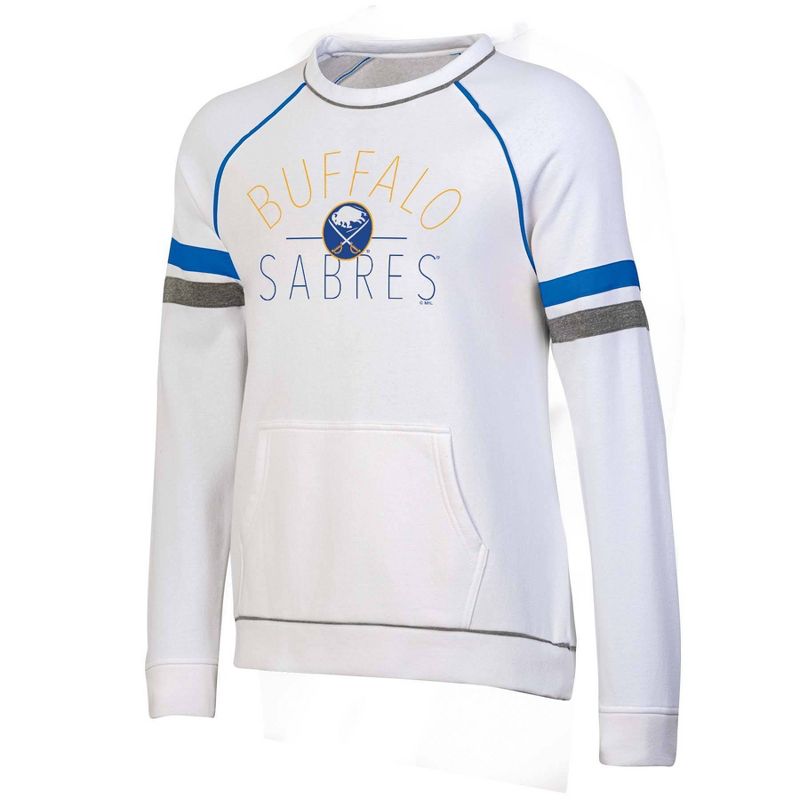 NHL Buffalo Sabres Women&#39;s White Long Sleeve Fleece Crew Sweatshirt, 1 of 4