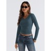 Fashion V Neck Slim Fitted Long Sleeve Crop Tops Y2K Basics Outfits Clothes Women's 2025 Fall - 3 of 4
