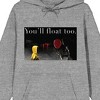 It Chapter 2 You'll Float Too Long Sleeve Gray Heather Women's Hooded Sweatshirt - 2 of 3