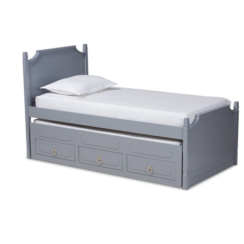 Twin 3 Drawer Mariana Wood Storage with Pull-Out Trundle Bed Gray - Baxton Studio, 1 of 12