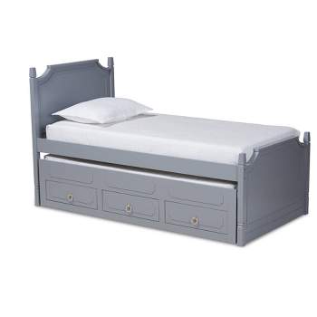 Twin 3 Drawer Mariana Wood Storage with Pull-Out Trundle Bed Gray - Baxton Studio