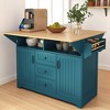 55.7" Kitchen Island Cart with Dual Drop Leaf, Storage Cabinet, 3 Drawers, Towel & Spice Rack, Rolling Folding Dining Table, Kitchen Cabinets - 4 of 4