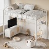 Twin Loft Bed with Stairs & Arched Guardrail, Metal Platform Bed with Strong Slats, Space-Saving, Noise-Free, No Box Spring Needed, Kids & Dorm Room - 4 of 4