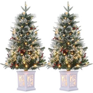3FT Pre-lit Artificial Small Christmas Tree with Lighting Base - 1 of 4