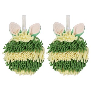 REGALWOVEN Cute Rabbit Shape Fluffy Chenille Soft Absorbent Hand Towel 2 Pcs - 1 of 4