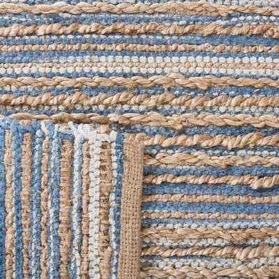 Coastal Charm Hand-Knotted Blue Cotton Square Rug 6' x 6'