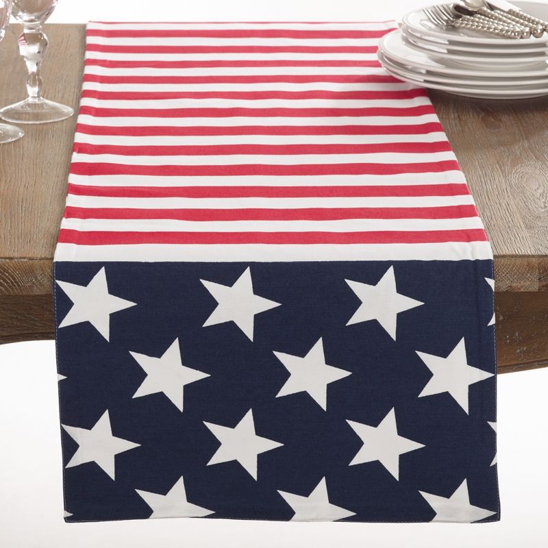 Saro Lifestyle Cotton Table Runner With American Flag Design, 1 of 4