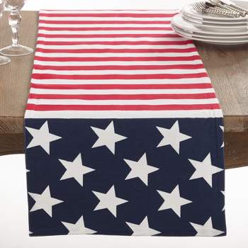 Saro Lifestyle Cotton Table Runner With American Flag Design