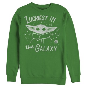 Men's Star Wars: The Mandalorian Grogu St. Patrick's Day Luckiest In The Galaxy Sweatshirt - 1 of 4