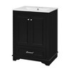 JUJABU 24'' Modern Freestanding Bathroom Vanity with Ceramic Sink and Soft-Close Doors, Silver Handles - 2 of 4