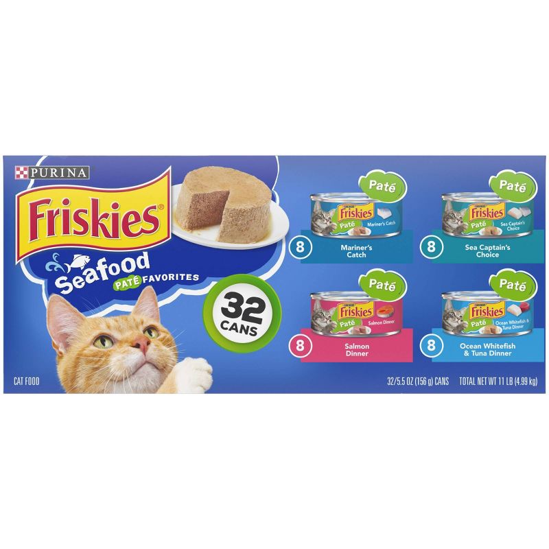 Purina Friskies Pat&#233; Wet Cat Food Seafood Fish Flavor Favorites - 5.5oz/32ct Variety Pack, 3 of 9