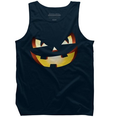 Men's Design By Humans Halloween Pumpkin Evil Smiley Face By artdim Tank Top
