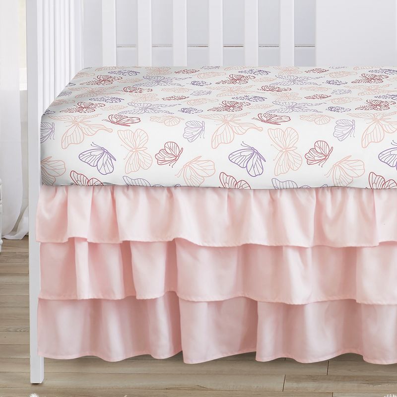 Sweet Jojo Designs Girl Baby Crib Bedding Set - Butterfly Pink Purple White 4pc, 4 of 7