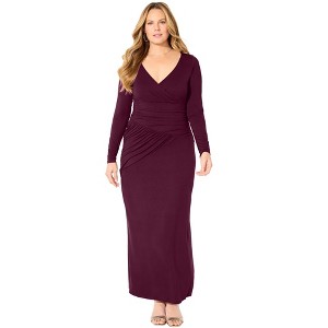 Catherines Women's Plus Size Curvy Collection Draped Midi Dress - 1 of 4