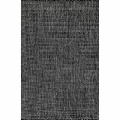Black Flat Woven Stain-Resistant Outdoor Area Rug 5' x 7'