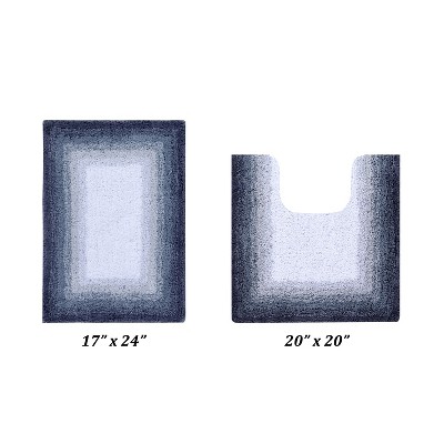 Torrent Collection 2 Piece 100% Soft Cotton Tufted Weave Bath Rug Set, Ombre Pattern, Super Soft & Absorbent, Machine Washable Bathroom Mats