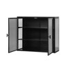 Wall Cabinet Wooden Double Glass Door Kitchen Pantry Sideboard with Removable Shelves Medicine Cabinet Storage Cabinet for Bathroom Dinning Room Black - 2 of 4