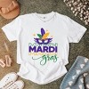 Simply Sage Market Women's Mardi Gras Mask Stacked Short Sleeve Garment Dyed Tee - 3 of 4