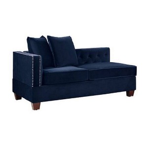 Royal Hampton 58 Inch One Arm Reversible Chaise, 2 Pillows, Nailhead Trim, Indigo - 1 of 4