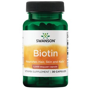 Swanson Biotin 5,000 mcg 30 Caps - 1 of 4