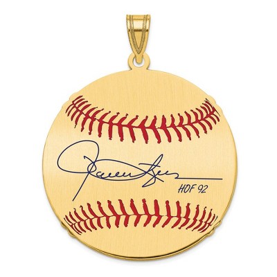 Black Bow Jewelry 14K Gold Plated Rollie Fingers Signature LG Enamel Baseball Pendant