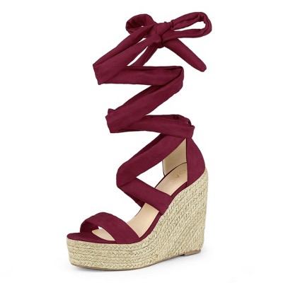 Allegra K Women's Espadrille Platform Wedges Heel Lace Up Sandals