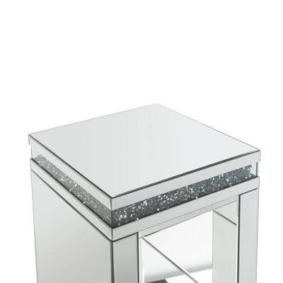Gleaming 53'' Mirrored Wood Accent Table with Faux Diamonds