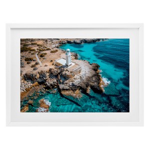 Stupell Industries Mediterranean Lighthouse Overlook Framed Print Under Glass - 1 of 4