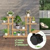 Costway 4-Tier Wooden Plant Stand W/Wheels Multipurpose Storage Rack, Wood Grain Color - 4 of 4