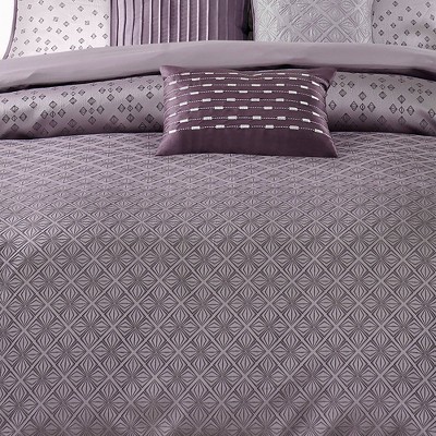 Purple Geometric Jacquard Full/Queen Duvet Cover Set