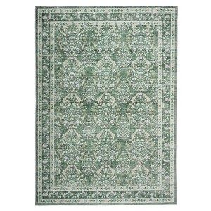 Coolmee Washable Rug for Hallway Kitchen Non Slip  for Bathroom Laundry Room Entryway Bedroom Soft Boho Floral Carpet Low Pile ThinBlue - 1 of 4