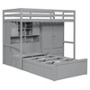 PAGED Full Size Loft Bed, Wooden Bed Frame with Wardrobes, Drawers, Lockers, Storage Stairs and Guardrail, Modern Bunk Bed for Kids, Adults - 3 of 4